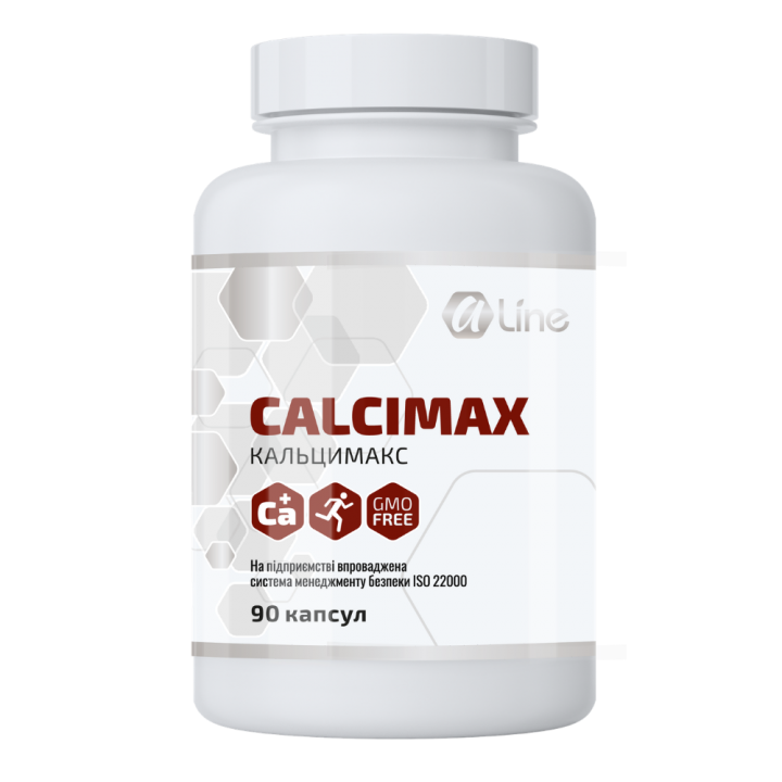 Кальцимакс (Calcimax) A-Line — кальцій, магній, вітамін D3 та хондроїтин, 90 капсул Фото № 1