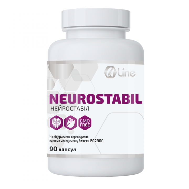 Нейростабіл (Neurostabil) A-Line — рослинно-вітамінний комплекс для підтримки нервової системи, 90 капсул Фото № 1