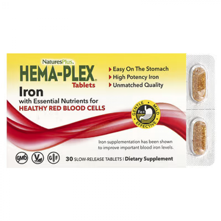 Залізо Hema-Plex NaturesPlus 85 мг, 30 таблеток Фото № 1