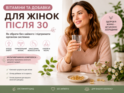 Вітаміни та добавки для жінок після 30: як обрати без зайвого і підтримати організм системно