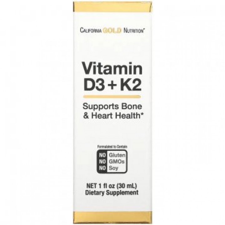 Вітамін D3 1000 МО і K2, 25 мкг California Gold Nutrition, 30 мл Фото № 1