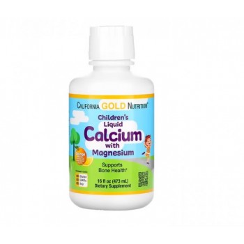 Кальцій рідкий із магнієм для дітей, апельсин, California Gold Nutrition 473 мл 