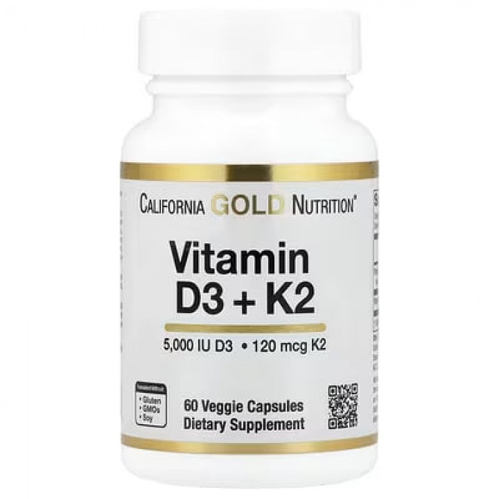 Вітамін D3 + K2 (MK-7) California Gold Nutrition — 60 капсул Фото № 1