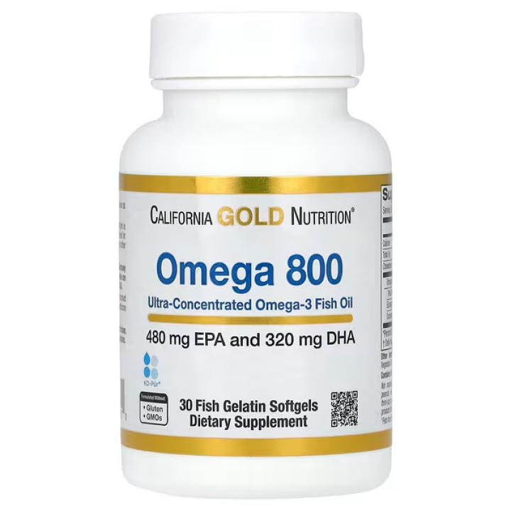 Омега-3 800 від California Gold Nutrition – ультраконцентрований риб’ячий жир, 30 капсул Фото № 1