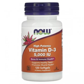 Вітамін D3, 5000 МО, NOW Foods 120 капсул